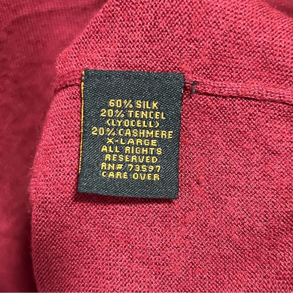 Tom James Red Collared Button Lightweight Silk & … - image 3